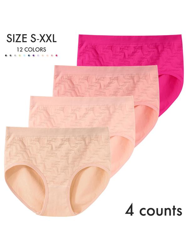 Women's Solid Color Seamless Knicker, Breathable Comfortable Panty for Daily Wear, Women's Underwear for All Seasons