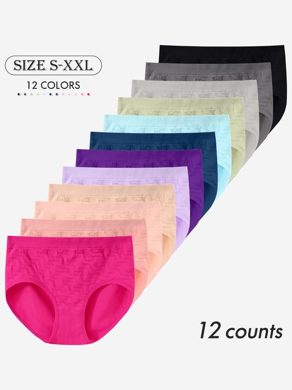 Women's Solid Color Seamless Knicker, Breathable Comfortable Panty for Daily Wear, Women's Underwear for All Seasons