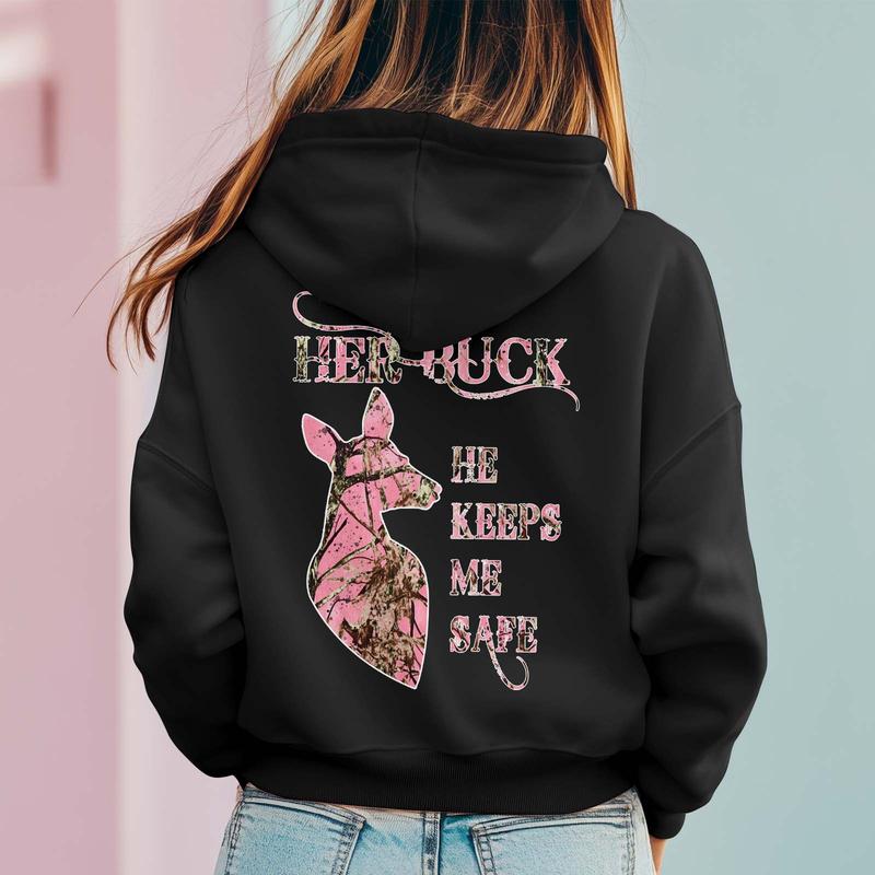 Her Buck His Doe Matching Couple Hoodie, Deer Hunting Couple Sweatshirt, She Keeps Me Wild He Keeps Me Safe Couple Shirt, His And Her, Valentine's Day, Anniversary Gifts