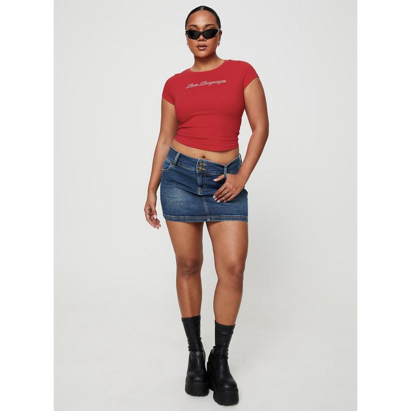 Faya Low Rise Denim Mini Skirt Dark Blue