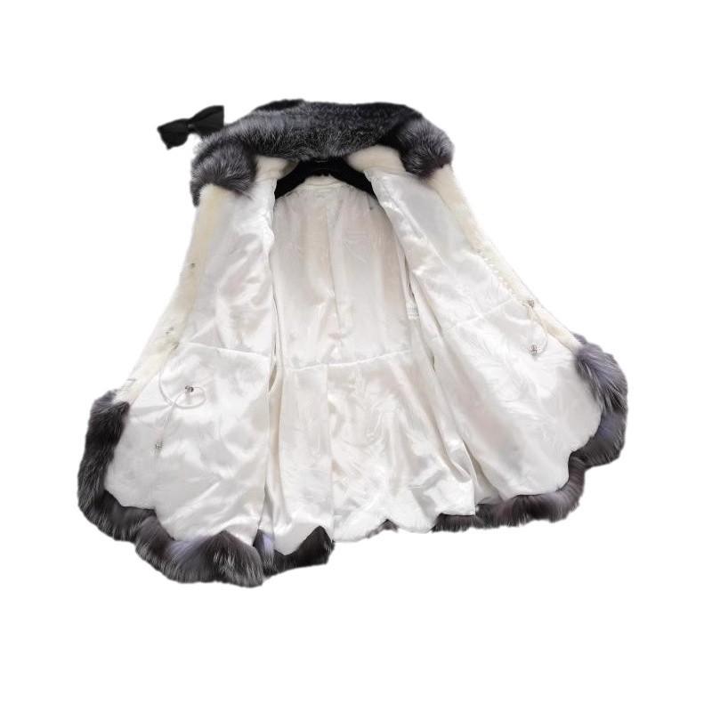 New Imitation Fur Artificial Fur Women's White Rabbit Fur Mink Winter Clothes Hooded Overcoat