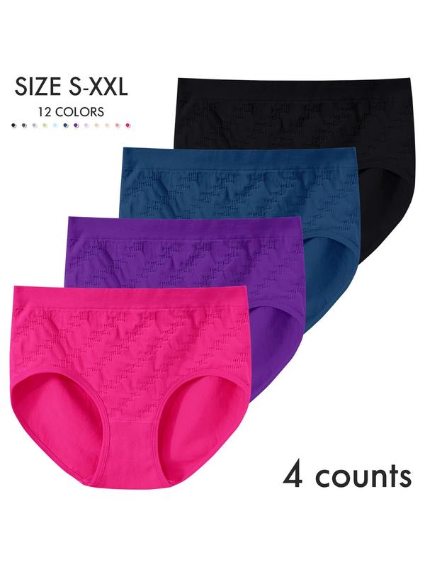 Women's Solid Color Seamless Knicker, Breathable Comfortable Panty for Daily Wear, Women's Underwear for All Seasons