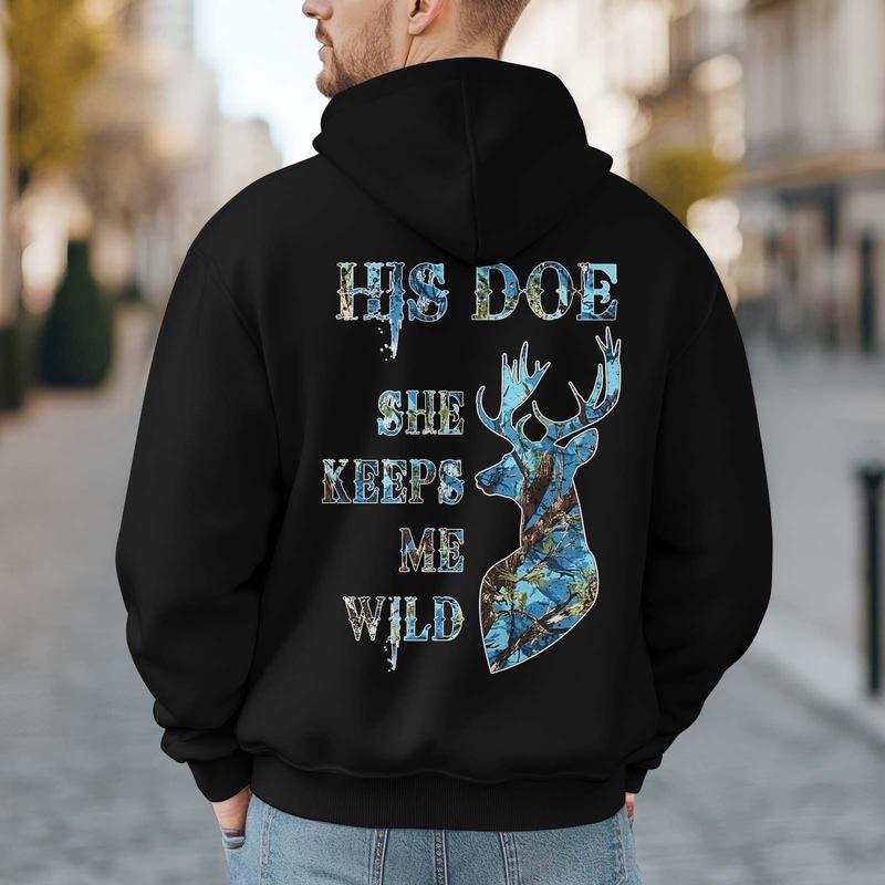 Her Buck His Doe Matching Couple Hoodie, Deer Hunting Couple Sweatshirt, She Keeps Me Wild He Keeps Me Safe Couple Shirt, His And Her, Valentine's Day, Anniversary Gifts