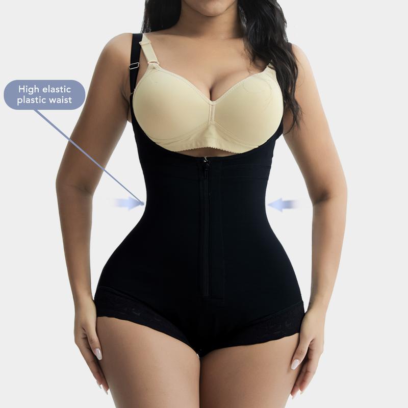 GQF Zipper Open Bust Bodysuit 7200-Link A – Comfortable Plus Size Shapewear for Women's Solid Postpartum Enhancer with Gentle Bust, Casual Comfy Tummy Control Butt Lift Shaper, Ladies Shapewear for Fall Womenswear Underwear