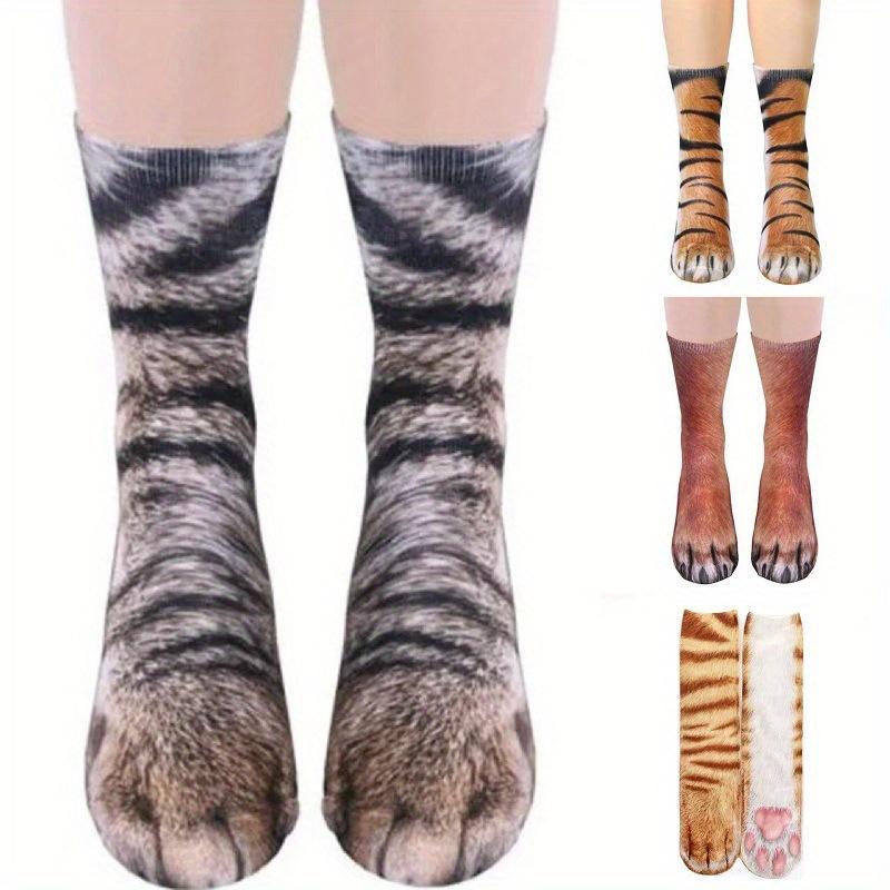 4 Pairs Animal Paw Funny Socks 3D Tubular Novelty Crazy Cat Paw Socks Mens Womens Womenswear Underwear