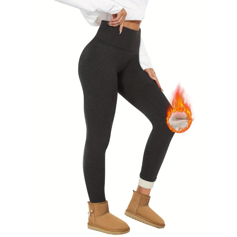 Women's Thickened Wool-lined Leggings, Warm Yoga Pants, Elastic Bottoms