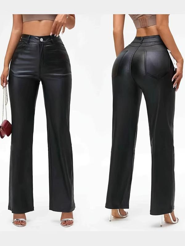 Women's Solid Color Straight Leg Pants, Elegant Fashion Casual Trousers for Daily Outdoor Wear, Women's Bottoms for All Seasons