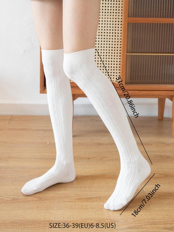 Women's Solid Over The Knee Socks, Casual Comfy Breathable Thigh High Socks for Daily Wear, Women's Socks for All Seasons