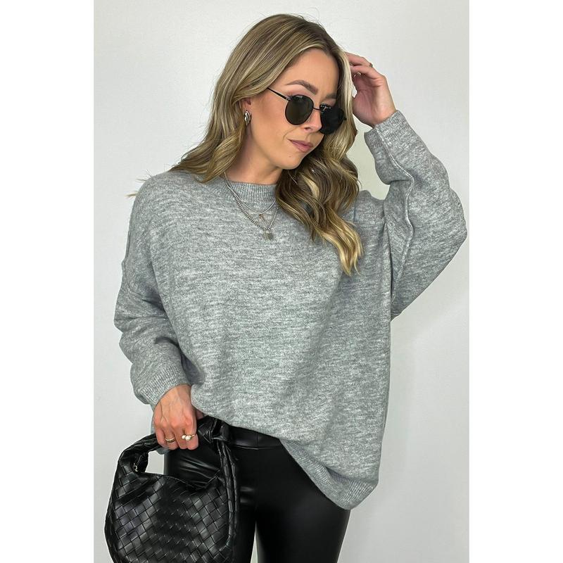 Cozy Midnights Oversized Round Neck Sweater - BACK IN STOCK