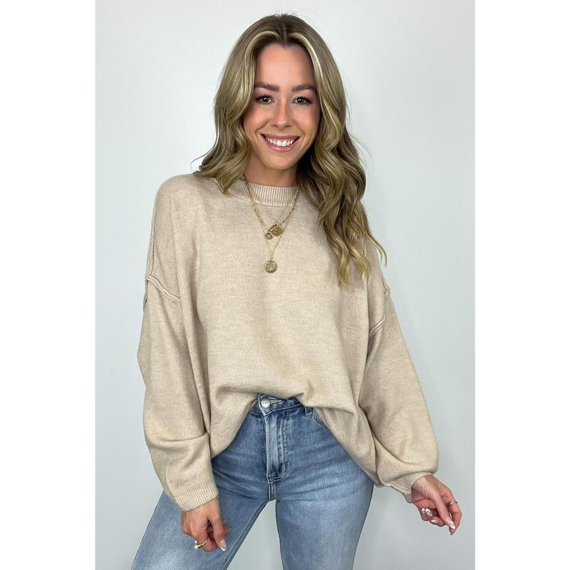 Cozy Midnights Oversized Round Neck Sweater - BACK IN STOCK