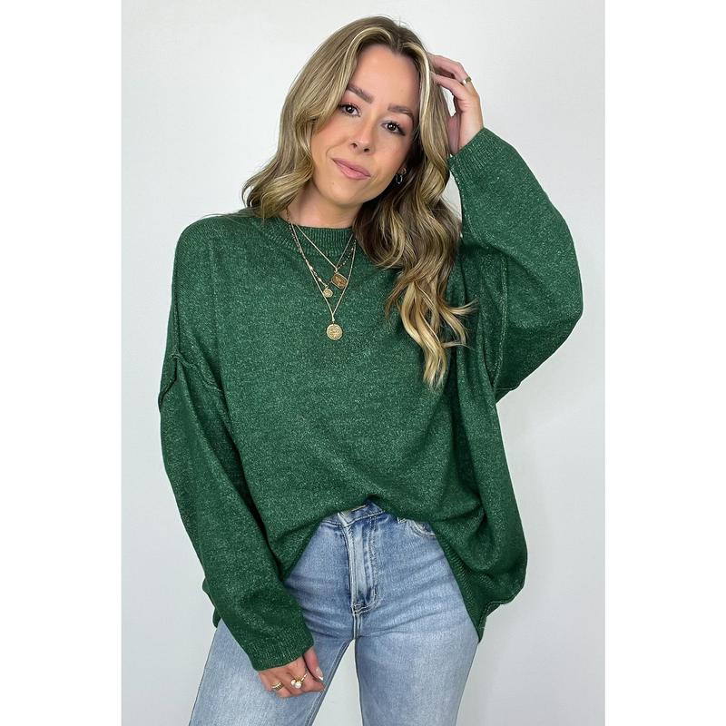 Cozy Midnights Oversized Round Neck Sweater - BACK IN STOCK