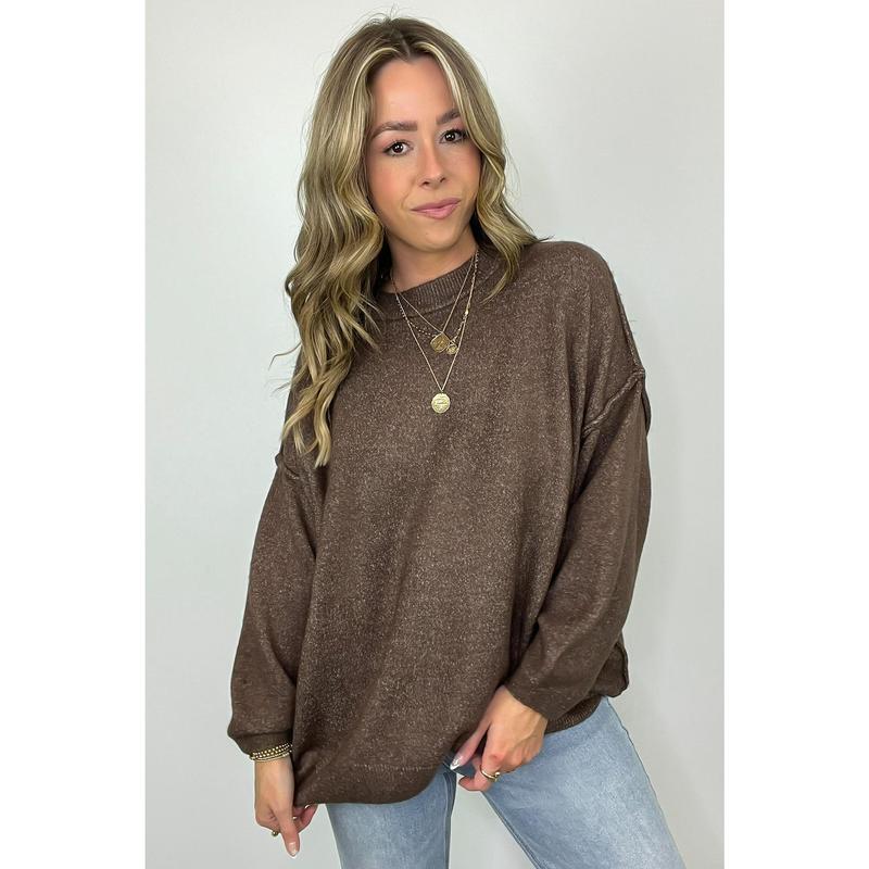 Cozy Midnights Oversized Round Neck Sweater - BACK IN STOCK