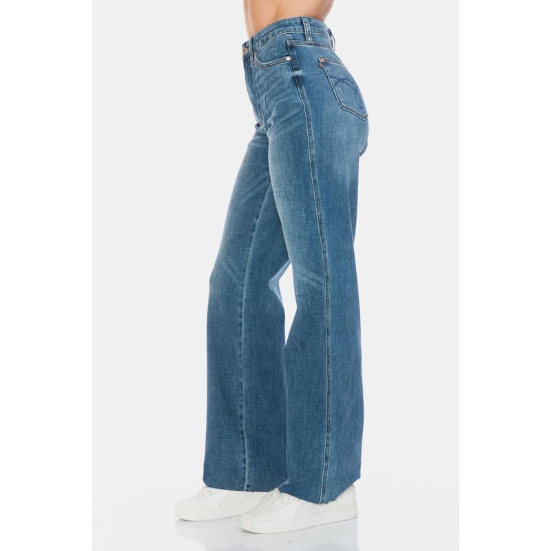 Judy Blue Full Size Tummy Control Cut Raw Hem Straight Jeans