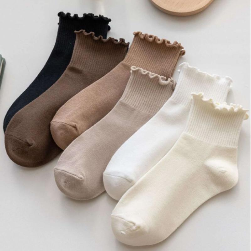 6 Pairs Lettuce Trim Crew Socks for Women - Ankle Socks - Womenswear