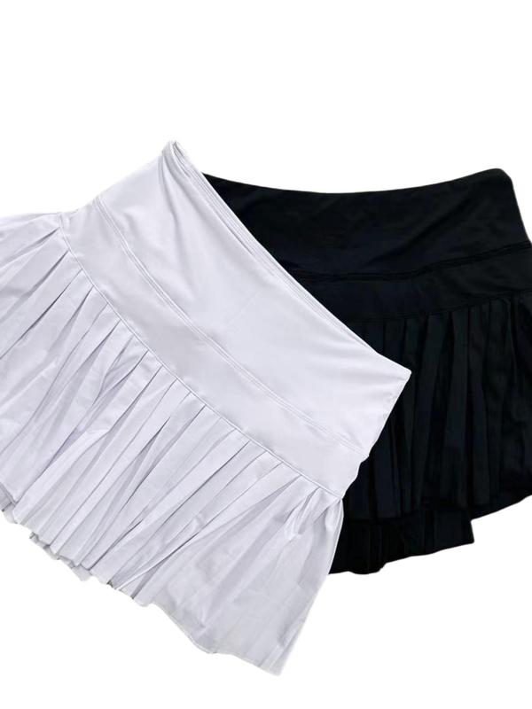 Women's Solid High Waist Pocket Pleated Skort, Comfort Casual Breathable 2 in 1 Mini Skirt for Daily Womenswear, Lady Bottoms