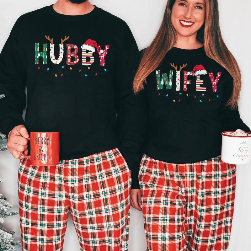 Wifey Hubby Christmas Sweatshirt | Matching Christmas Sweater | Family Holiday Outfit | Christmas Gift for Couples | Casual Comfort