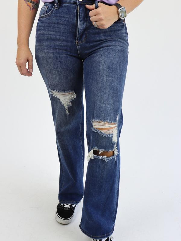 Wide Leg Tummy Control Denim Jeans by RFM for Women