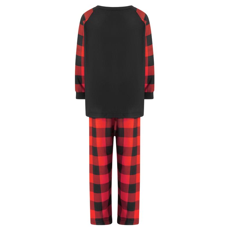 Christmas Family Matching Pajamas Set Elk Print Long Sleeve Tops Plaid Pants Xmas Jammies Sleepwear