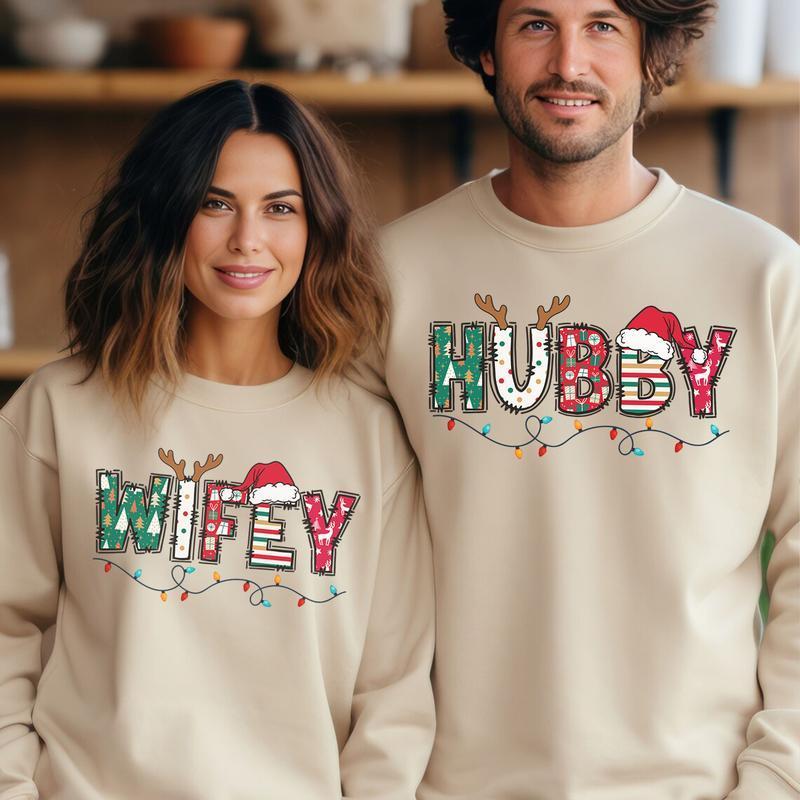 Wifey Hubby Christmas Sweatshirt | Matching Christmas Sweater | Family Holiday Outfit | Christmas Gift for Couples | Casual Comfort