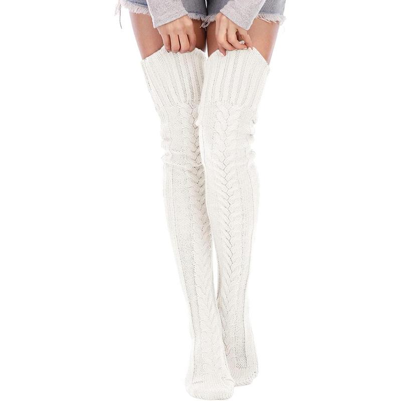 Women's  Knit Thigh High Socks Winter Boot Stockings Extra Long Over  High  Warmers