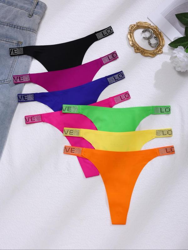 Women's Solid Color Thong, Casual Comfy Breathable Panty for Daily Wear, Ladies Underwear for All Seasons