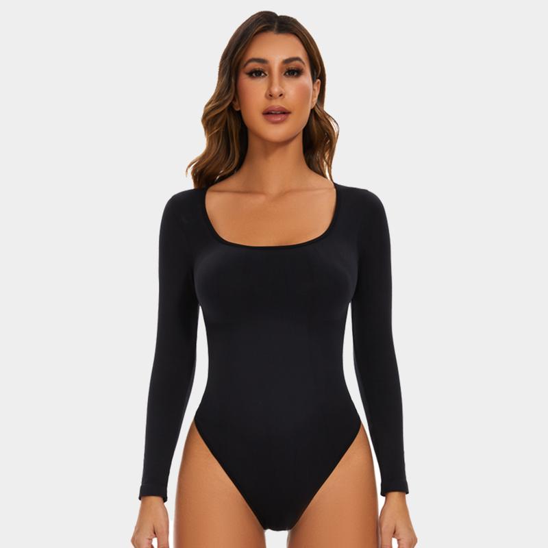 GQF Long Sleeve Bodysuits for Women Square Neck Bodysuit 675 [comfort shaping sculpting confidence-boosting belly-control bodysuit and shapewear]