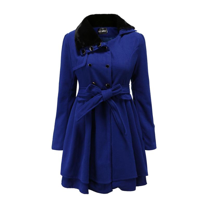 Cross-Border New Arrival European and American Women's Clothing Slim Fit Long Woolen Coat Double Breasted Woolen Overcoat and Trench Coat Women