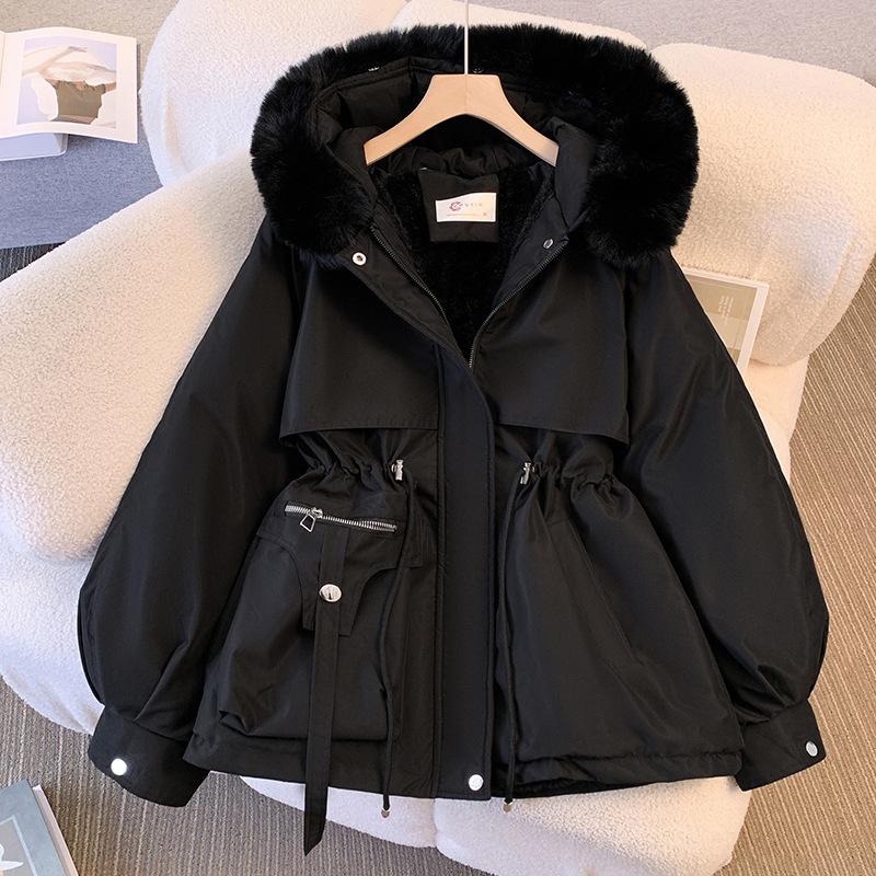 2024  Down Cotton Dress Women's ShorLarge Fur Collar Style Overcoming Slim WaistFashion Casual Coat Womenswear Jackets Tops Long Sleeve Outerwear Gowns waterproof winter slim waistfashion Comfort Longsleeves