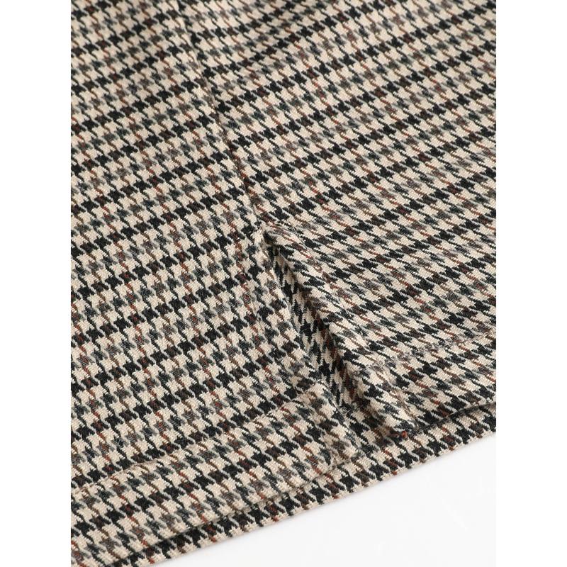 Cider [3 colors, Size 2-26] Houndstooth High Waist Split Mini Skirt