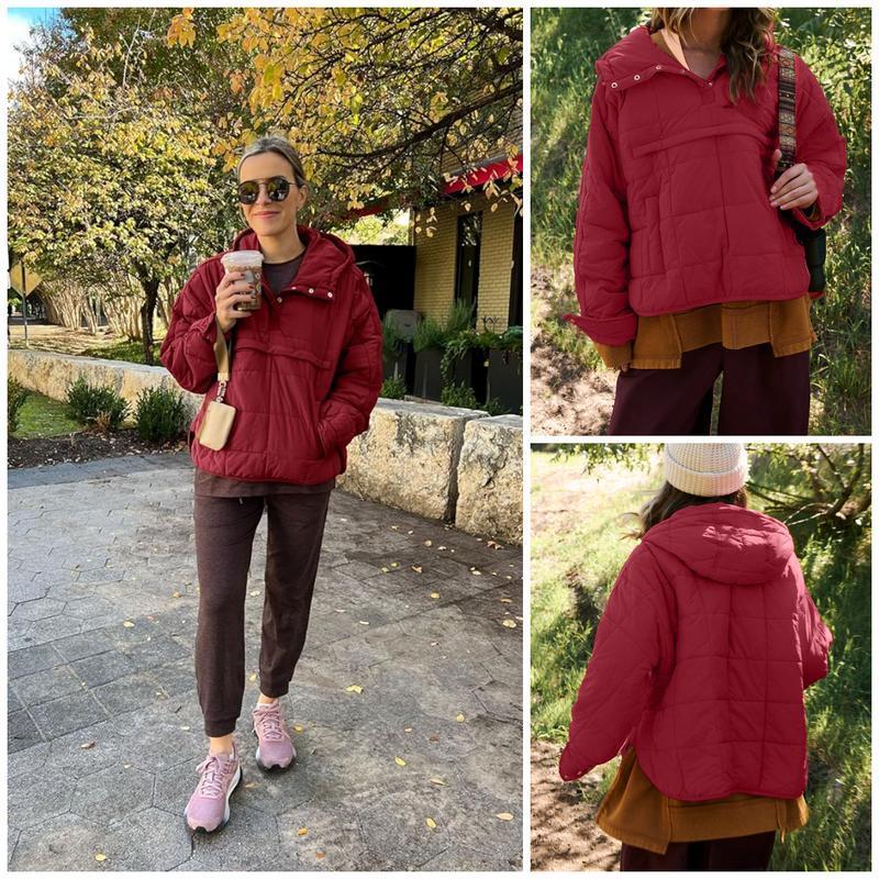 Women's Oversized Hooded Puffer Jacket Quilted Lightweight Winter Warm Pullover Padded Hoodies Coat winter jacket