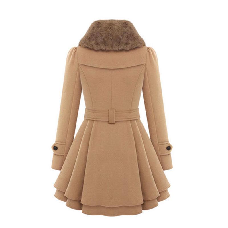 Cross-Border New Arrival European and American Women's Clothing Slim Fit Long Woolen Coat Double Breasted Woolen Overcoat and Trench Coat Women