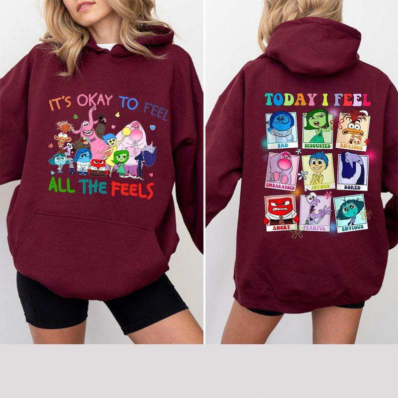 Inside Out It's Okay To Feel All The Feels Hoodie 2-Sides, Inside Out  T-Shirt Sweatshirt, Mental Health Matter Shirt, Emotional Support Shirt, Feelings Shirt, Gift For Teacher