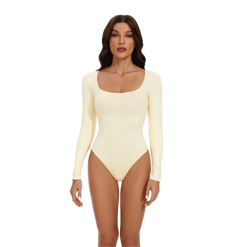 GQF Long Sleeve Bodysuits for Women Square Neck Bodysuit 675 [comfort shaping sculpting confidence-boosting belly-control bodysuit and shapewear]