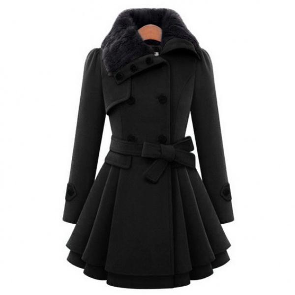 Cross-Border New Arrival European and American Women's Clothing Slim Fit Long Woolen Coat Double Breasted Woolen Overcoat and Trench Coat Women