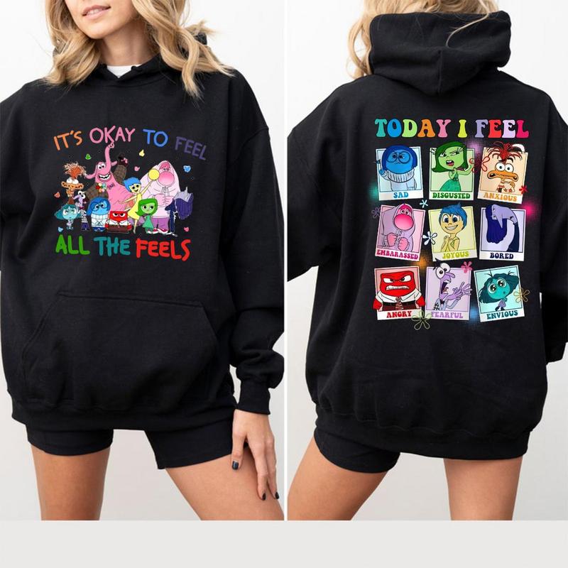 Inside Out It's Okay To Feel All The Feels Hoodie 2-Sides, Inside Out  T-Shirt Sweatshirt, Mental Health Matter Shirt, Emotional Support Shirt, Feelings Shirt, Gift For Teacher