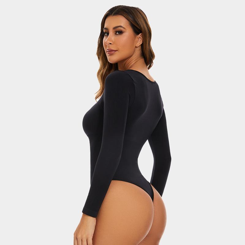 GQF Long Sleeve Bodysuits for Women Square Neck Bodysuit 675 [comfort shaping sculpting confidence-boosting belly-control bodysuit and shapewear]