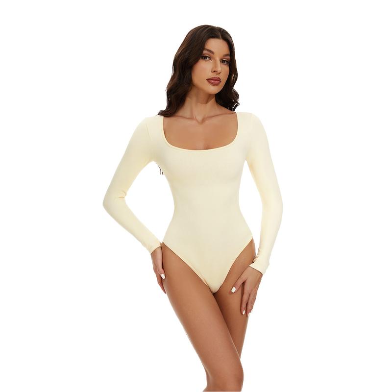 GQF Long Sleeve Bodysuits for Women Square Neck Bodysuit 675 [comfort shaping sculpting confidence-boosting belly-control bodysuit and shapewear]