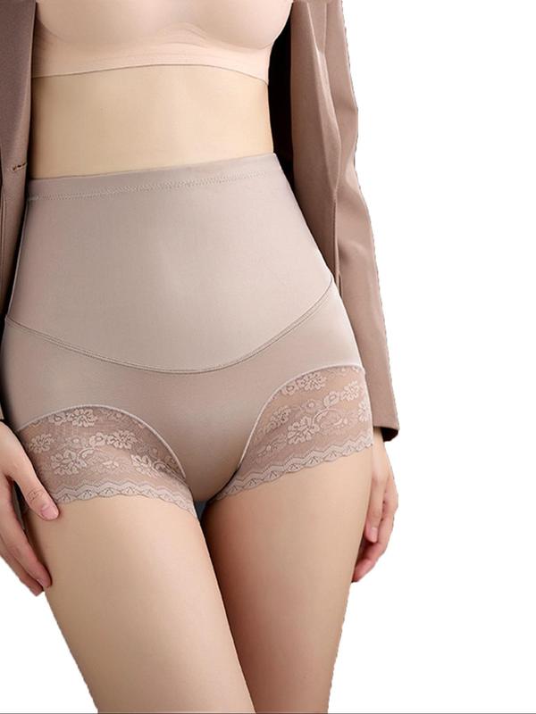 Women's 2pcs Plain Contrast Lace High Waist Knicker, Soft Comfy Breathable Panty for Daily Wear, Underwear for All Seasons