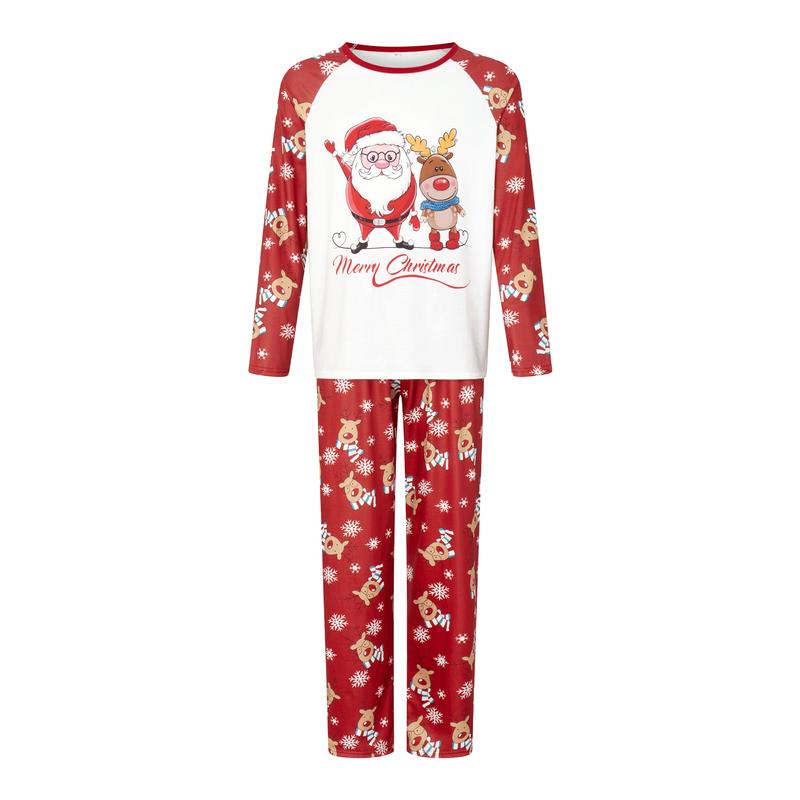 Christmas Family Pajamas Matching Set Santa Elk Print Long Sleeve Tops and Pants Loungewear Soft Sleepwear