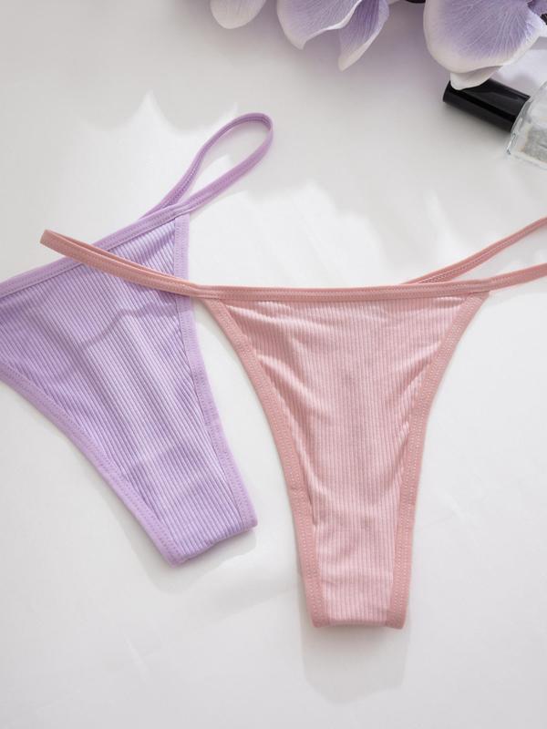 Women's Solid Color Thong, Breathable Comfortable Panties for Daily Wear, Women's Underwear for All Seasons