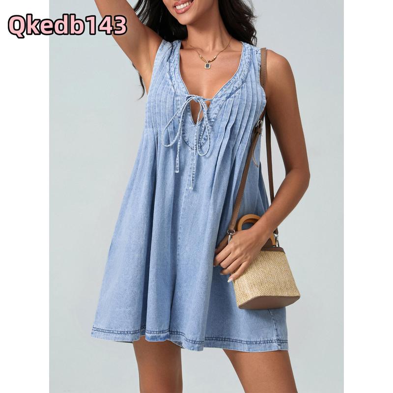 Women's Sleeveless V Neck Shorts Denim Romper Tie Front Ruffle Jean Short Overall With Pocket Jean Romper for Women Sleeveless Front Tie Denim Romper Overall Shorts