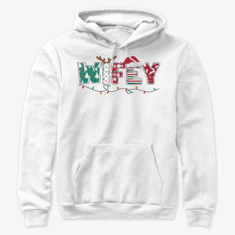 Christmas Wife and Husband Matching Hoodie, Wifey and Hubby, Family Holiday Hoodie, Merry Christmas Couple Outfit, Christmas Gift for Husband or Wife, Family Matching Christmas Hoodie