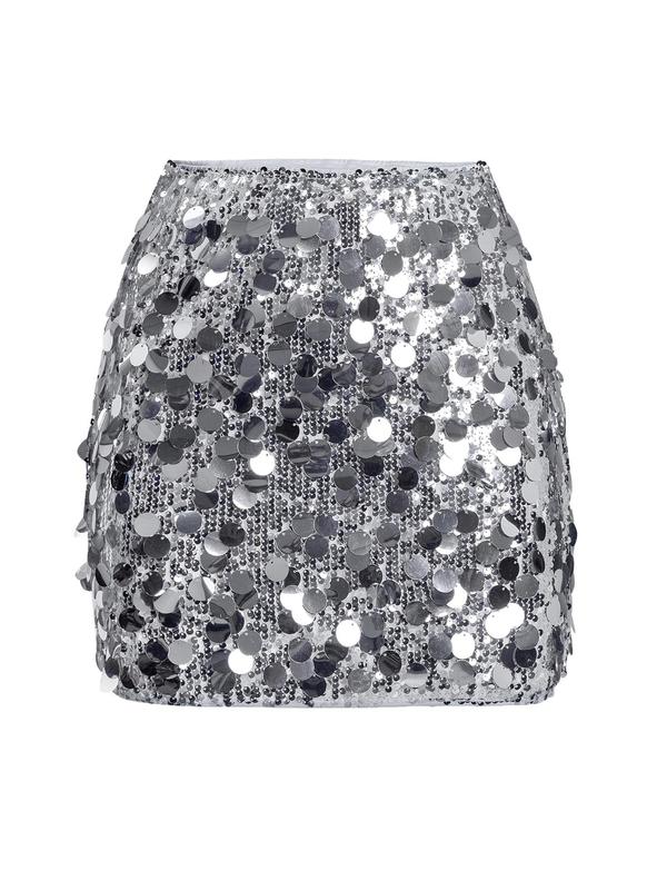 Women's Glitter Sequin Short Skirt, Fashionable Party Skirt For Dating Club, Ladies Bottoms For All Seasons