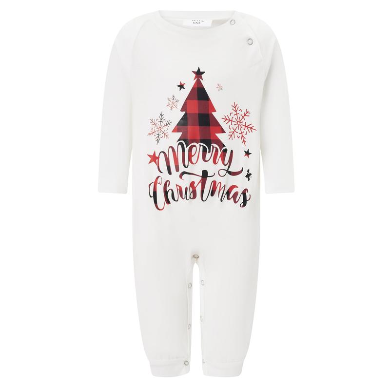 New Christmas Pajamas For Family Tree Letter Plaid Print Holiday Pajamas Sleepwear