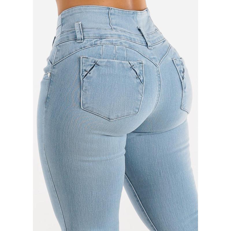 MX JEANS Butt Lifting Mid Rise Light Blue Bootcut Jeans