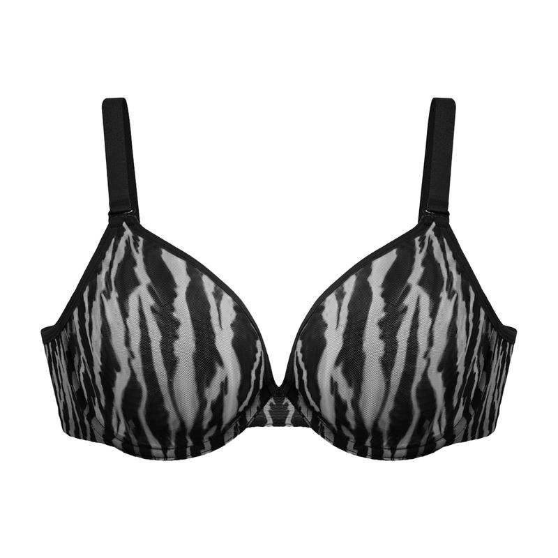 Zebra Wild Unlined Plus Size Breathable Soft Mesh No Padding Underwire Women Bra Womenswear Comfort