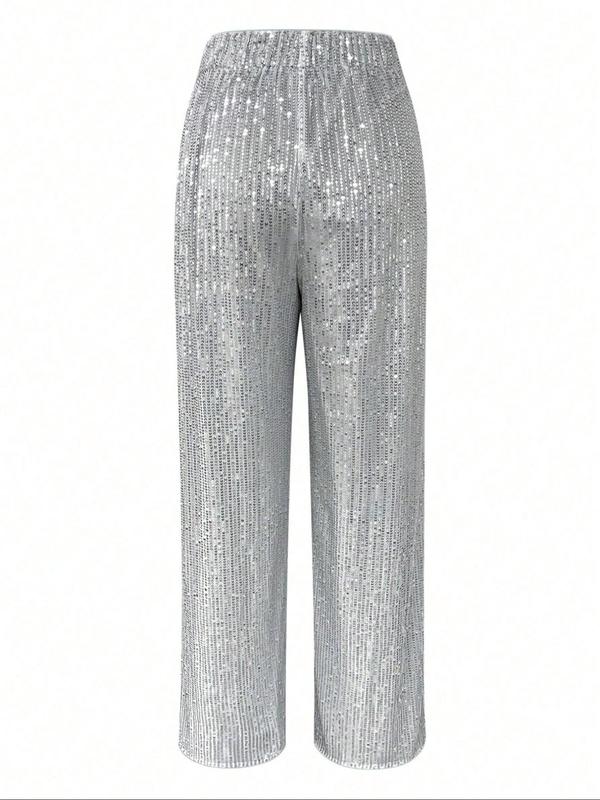 Women's Glitter Sequin Jogger Pants, Casual Comfy Trousers for Daily Wear, Ladies Bottoms for Fall & Winter