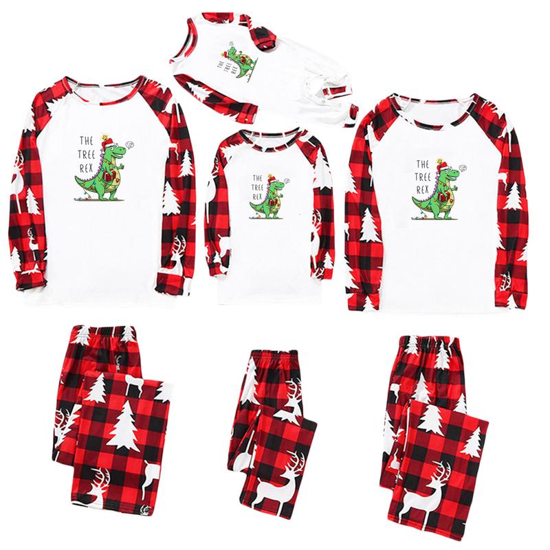 Matching Christmas Pajamas For Family Cute Christmas Snowman Tops and Plaid Trousers Home Clothes Set