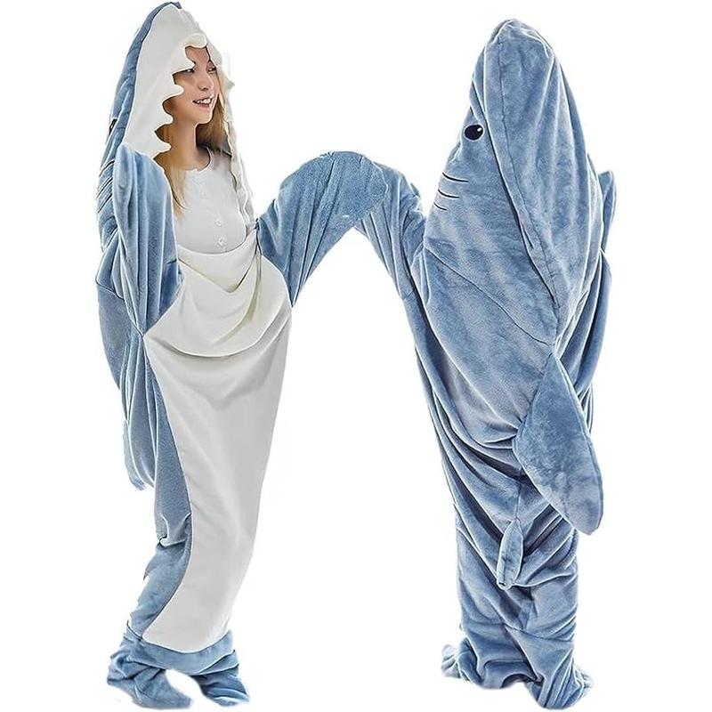 Shark Blanket Hoodie Onesie Adult & Kid, Wearable Shark Blanket, Shark Sleeping Bag, Soft Cozy Shark Onesie Costume Womenswear Clothing