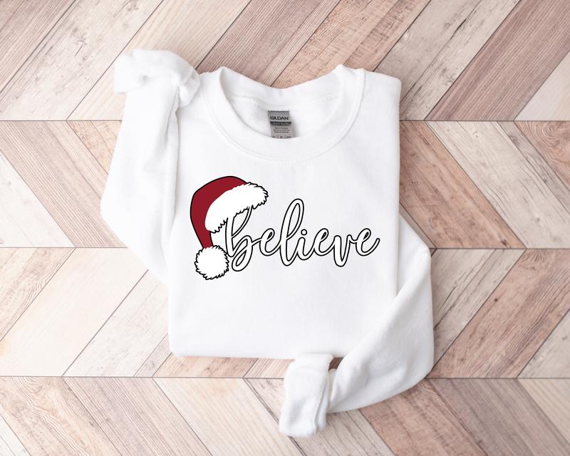 Believe Christmas Sweatshirt, Christmas Sweatshirt, Christmas Family Shirt, Christmas Believe Shirt Christmas Party Shirt, Family Christmas Cotton Crewneck